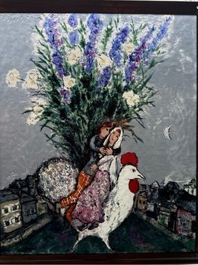 Marc Chagall StainedGlass Sun Catcher “Wedding Couple” Boston Fine Arts Rooster